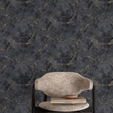Galerie A78003 Textured Vibes Marble Plain Black Wallpaper A78003 Black Wallpaper