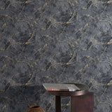 Galerie A78003 Textured Vibes Marble Plain Black Wallpaper A78003 Black Wallpaper