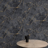Galerie A78003 Textured Vibes Marble Plain Black Wallpaper A78003 Black Wallpaper