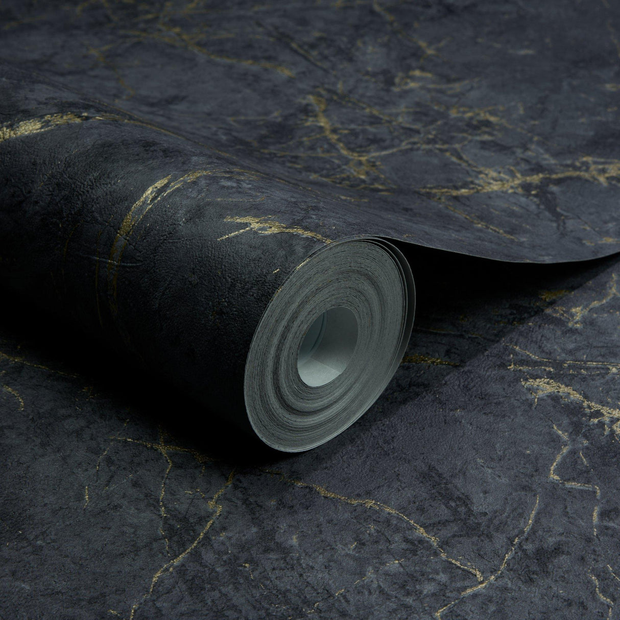 Galerie A78003 Textured Vibes Marble Plain Black Wallpaper A78003 Black Wallpaper