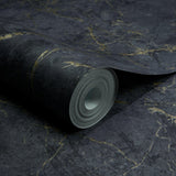 Galerie A78003 Textured Vibes Marble Plain Black Wallpaper A78003 Black Wallpaper