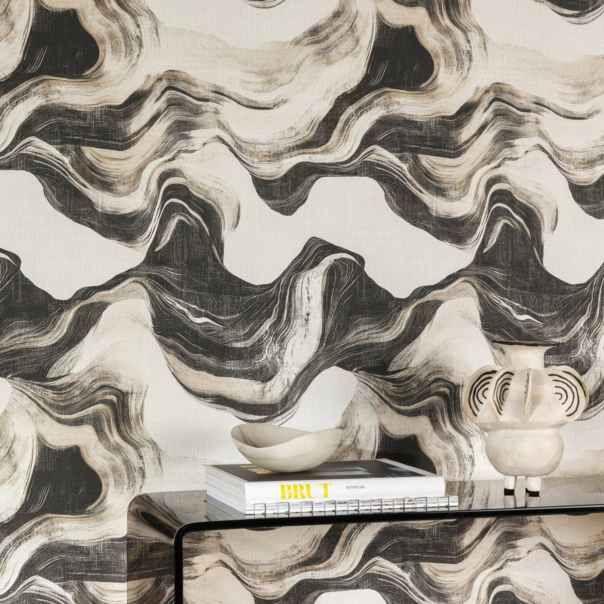 Galerie A85101 Structured Walls Geometric All-over Black Wallpaper A85101 Black Wallpaper