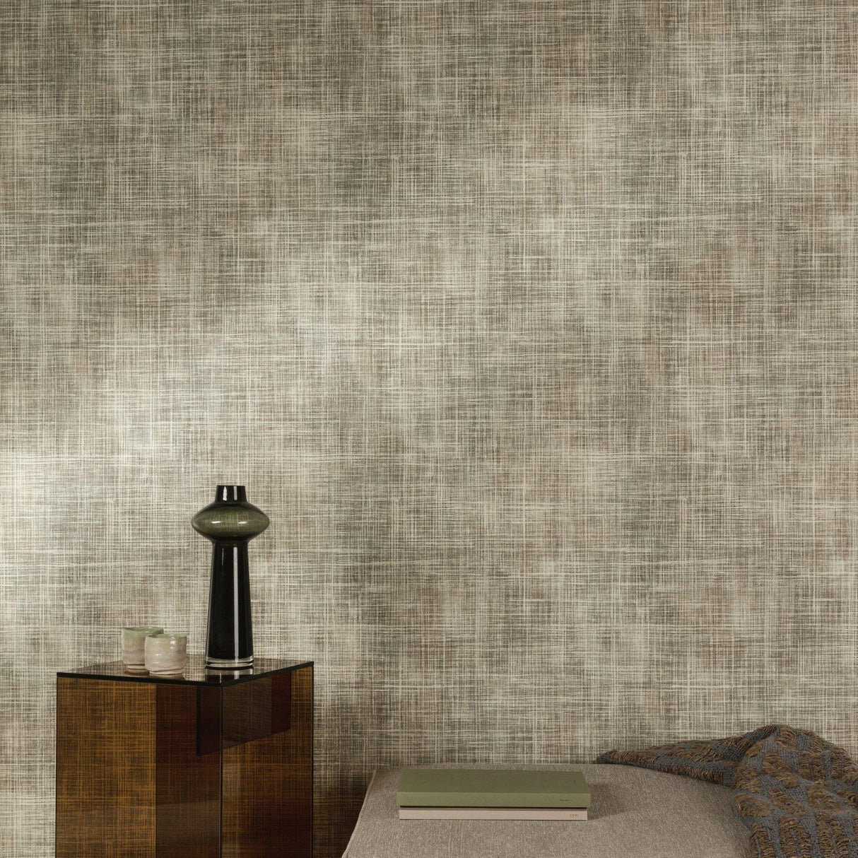 Galerie A85503 Structured Walls Textile Plain Black Wallpaper A85503 Black Wallpaper