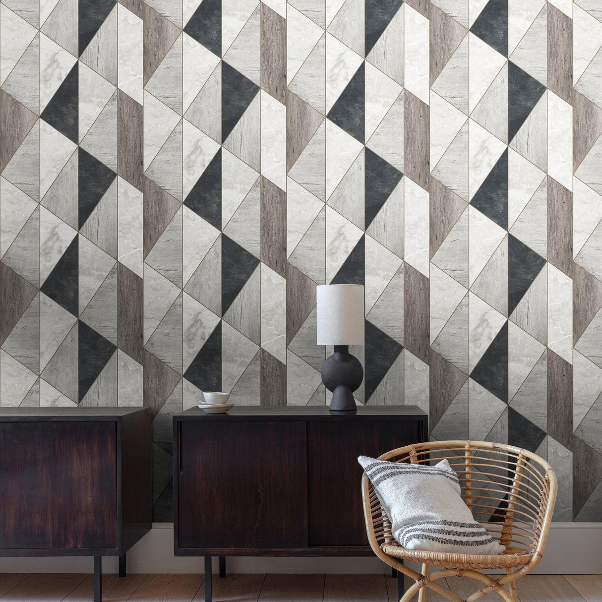 Galerie ARA65104 Arcadia Geometric All-over Grey Wallpaper ARA65104 Grey Wallpaper