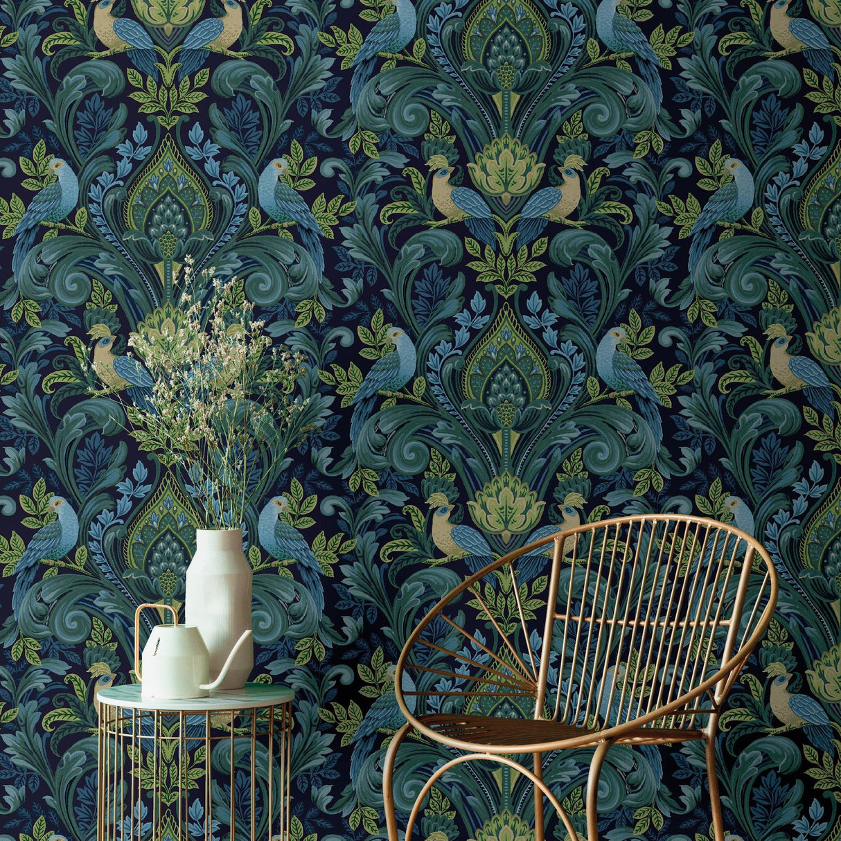 Galerie ARA67802 Arcadia Medallion All-over Print Blue Wallpaper ARA67802 Blue Wallpaper