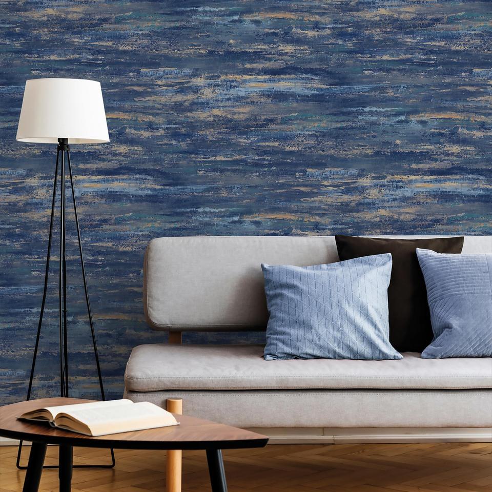 Galerie ARA68102 Arcadia Horizontal Plain Blue Wallpaper ARA68102 Blue Wallpaper