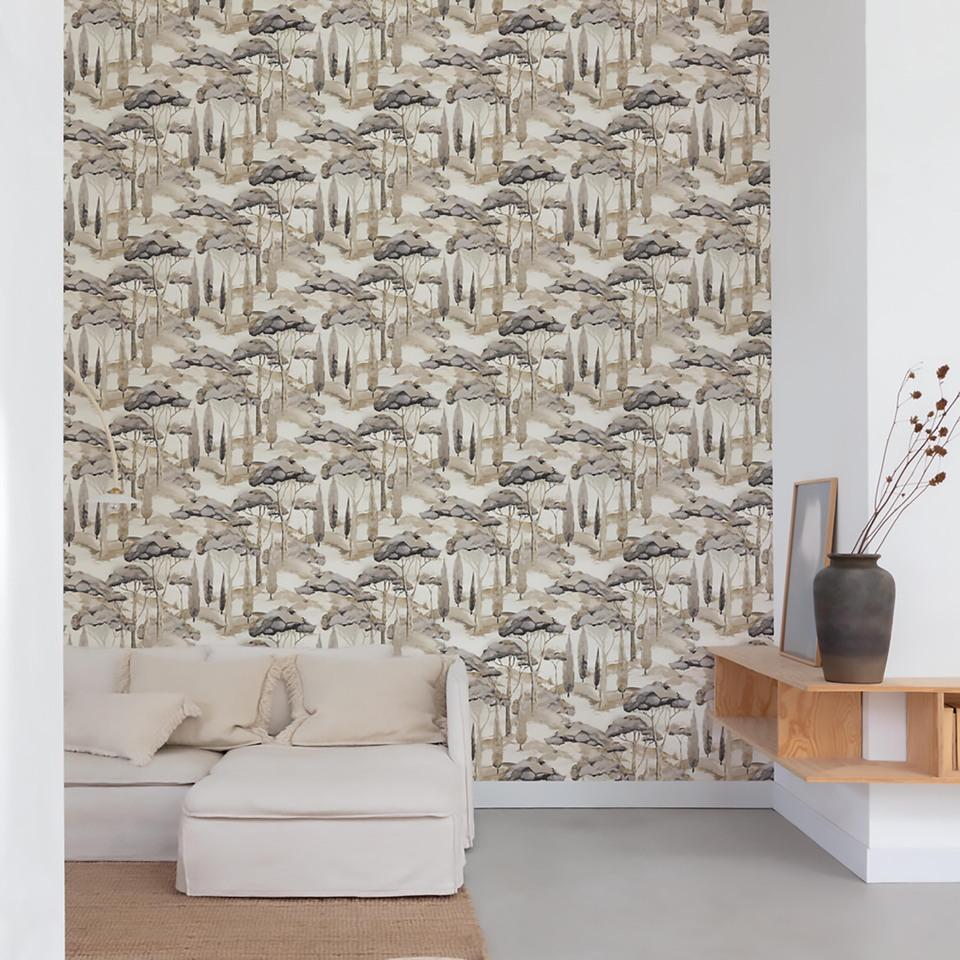 Galerie ARA69201 Arcadia Branched Leaves Motive Black Wallpaper ARA69201 Black Wallpaper