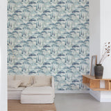 Galerie ARA69203 Arcadia Branched Leaves Motive Blue Wallpaper ARA69203 Blue Wallpaper