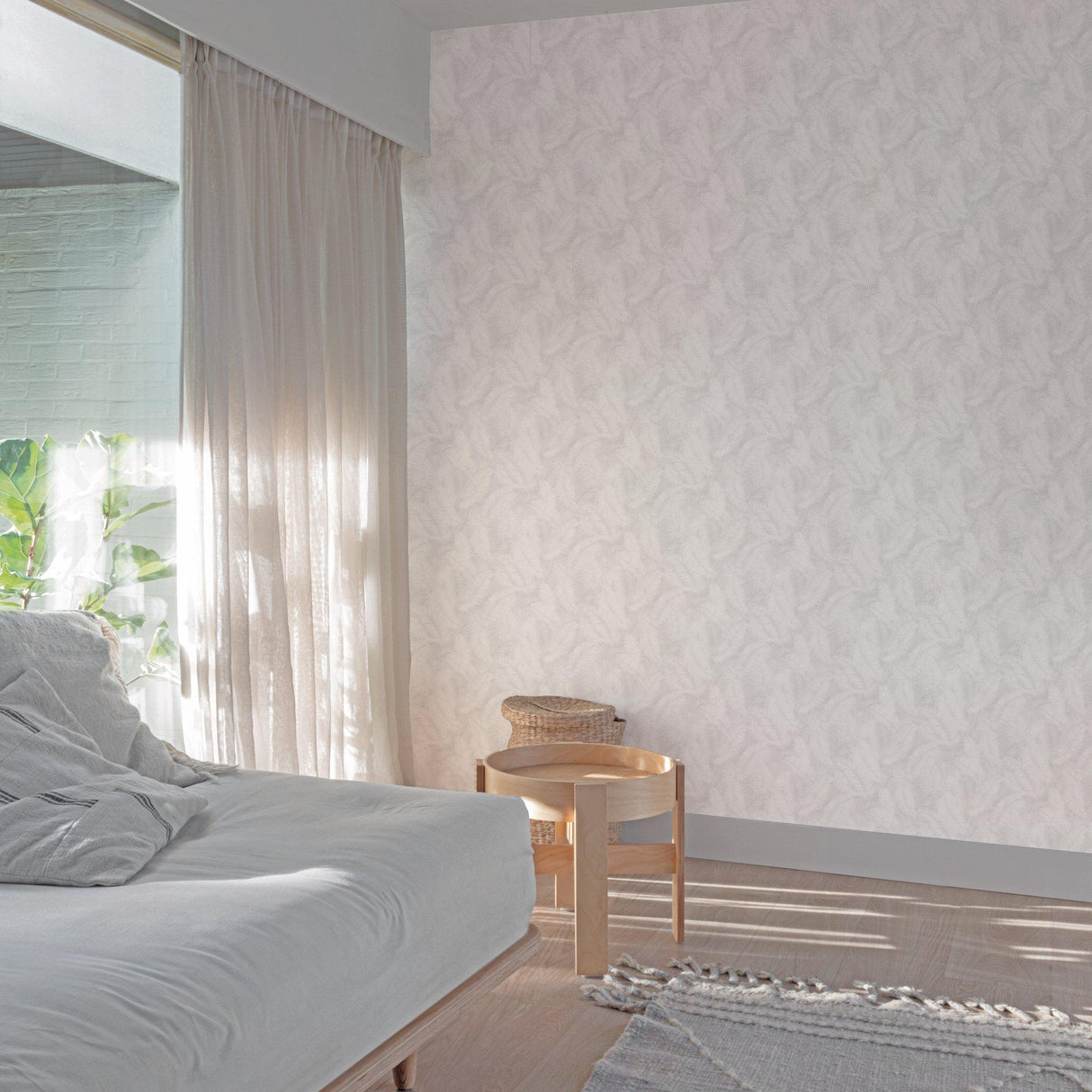 Galerie ARA70201 Arcadia Branched Leaves All-over White Wallpaper ARA70201 White Wallpaper