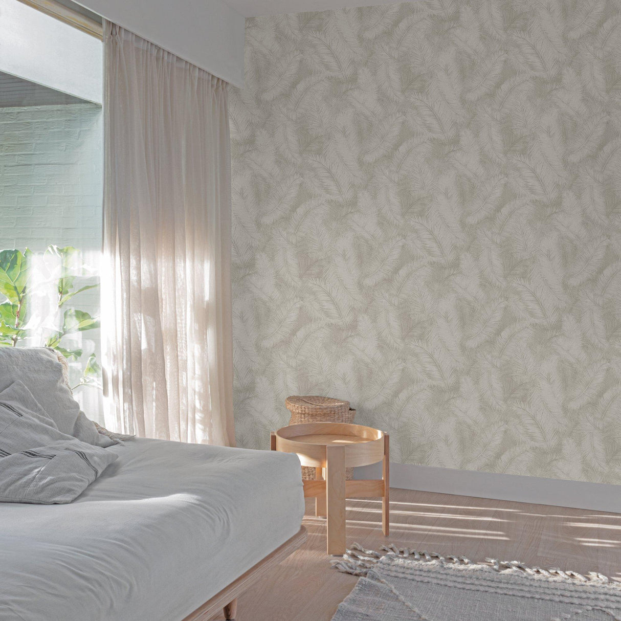 Galerie ARA70202 Arcadia Branched Leaves All-over Beige Wallpaper ARA70202 Beige Wallpaper