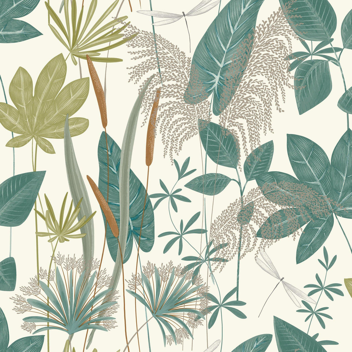 Galerie ARA70702 Arcadia Branched Leaves All-over Green Wallpaper ARA70702 Green Wallpaper