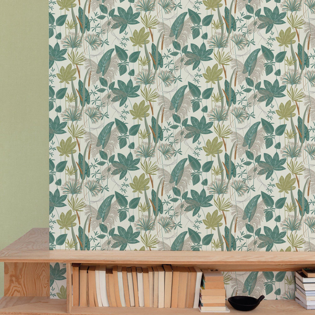 Galerie ARA70702 Arcadia Branched Leaves All-over Green Wallpaper ARA70702 Green Wallpaper