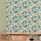 Galerie ARA70702 Arcadia Branched Leaves All-over Green Wallpaper ARA70702 Green Wallpaper
