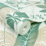 Galerie ARA70702 Arcadia Branched Leaves All-over Green Wallpaper ARA70702 Green Wallpaper