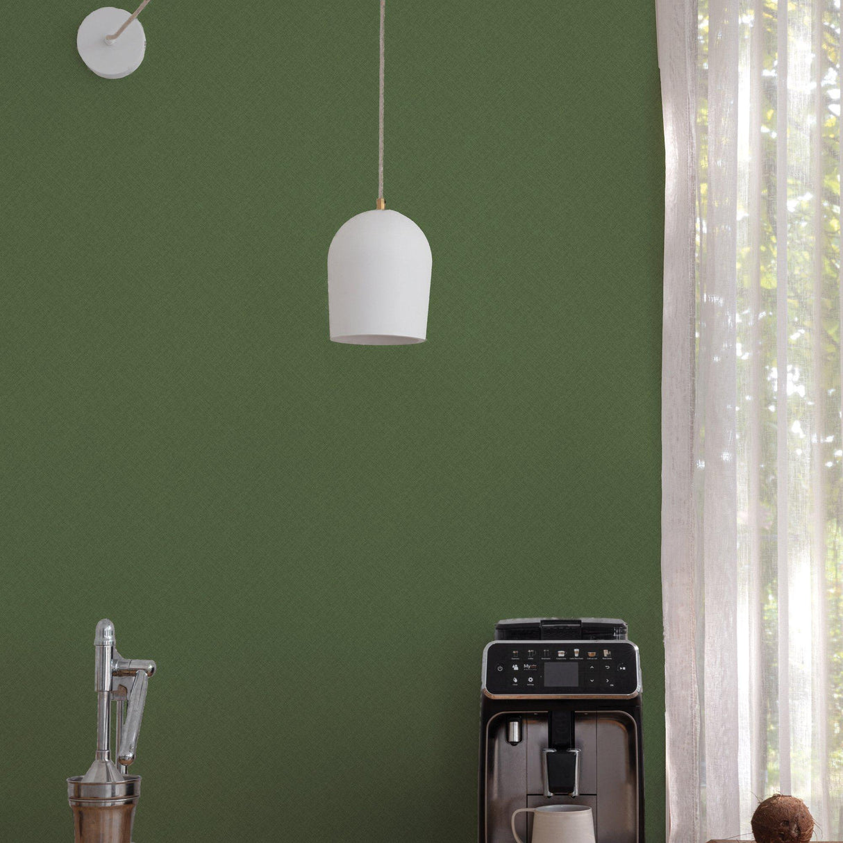 Galerie ARA70802 Arcadia Textile Plain Green Wallpaper ARA70802 Green Wallpaper