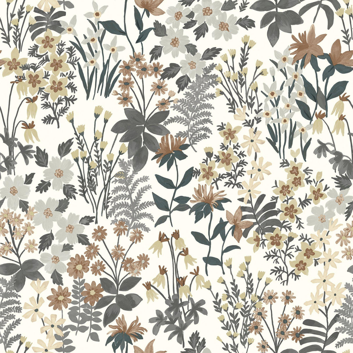 Galerie ARA70901 Arcadia Classical Floral All-over Grey Wallpaper ARA70901 Grey Wallpaper