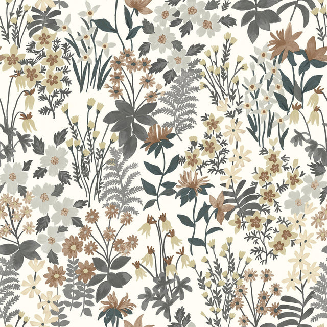 Galerie ARA70901 Arcadia Classical Floral All-over Grey Wallpaper ARA70901 Grey Wallpaper