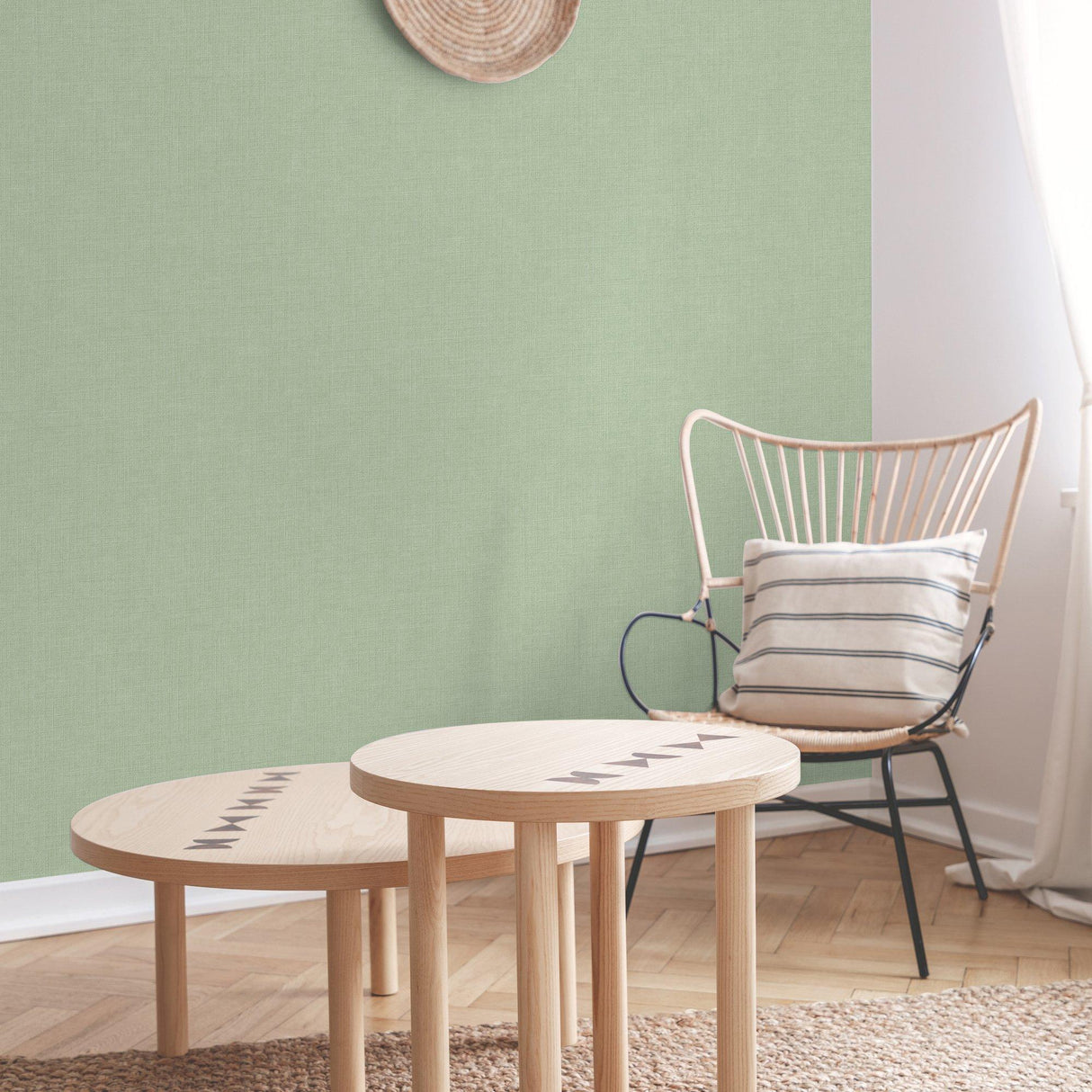 Galerie ARA71008 Arcadia Textile Plain Green Wallpaper ARA71008 Green Wallpaper