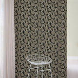 Galerie ARA71302 Arcadia Branched Leaves All-over Black Wallpaper ARA71302 Black Wallpaper