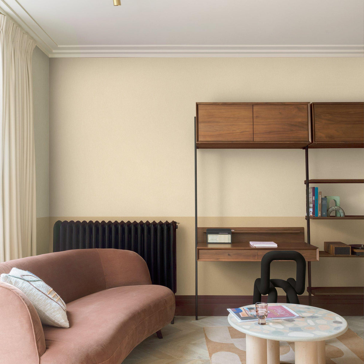 Galerie AT1017 Atmosphere Textile Plain Beige Wallpaper AT1017 Beige Wallpaper