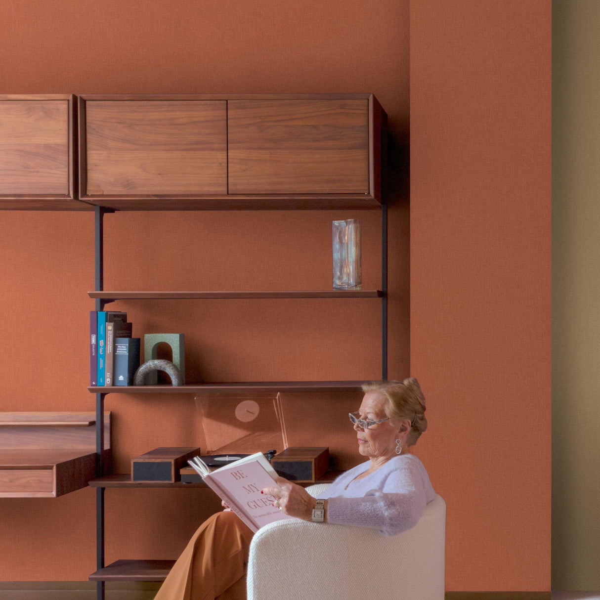 Galerie AT1021 Atmosphere Textile Plain Orange Wallpaper AT1021 Orange Wallpaper