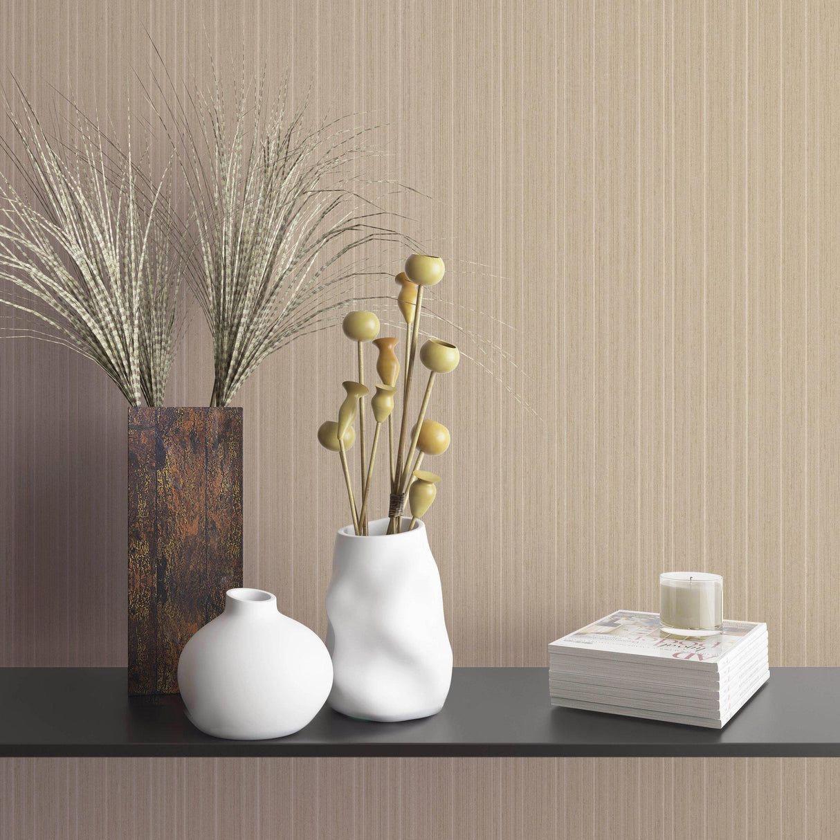 Galerie EA99157 Earth Silk Stripe Rose Gold Wallpaper EA99157 Rose Gold Wallpaper