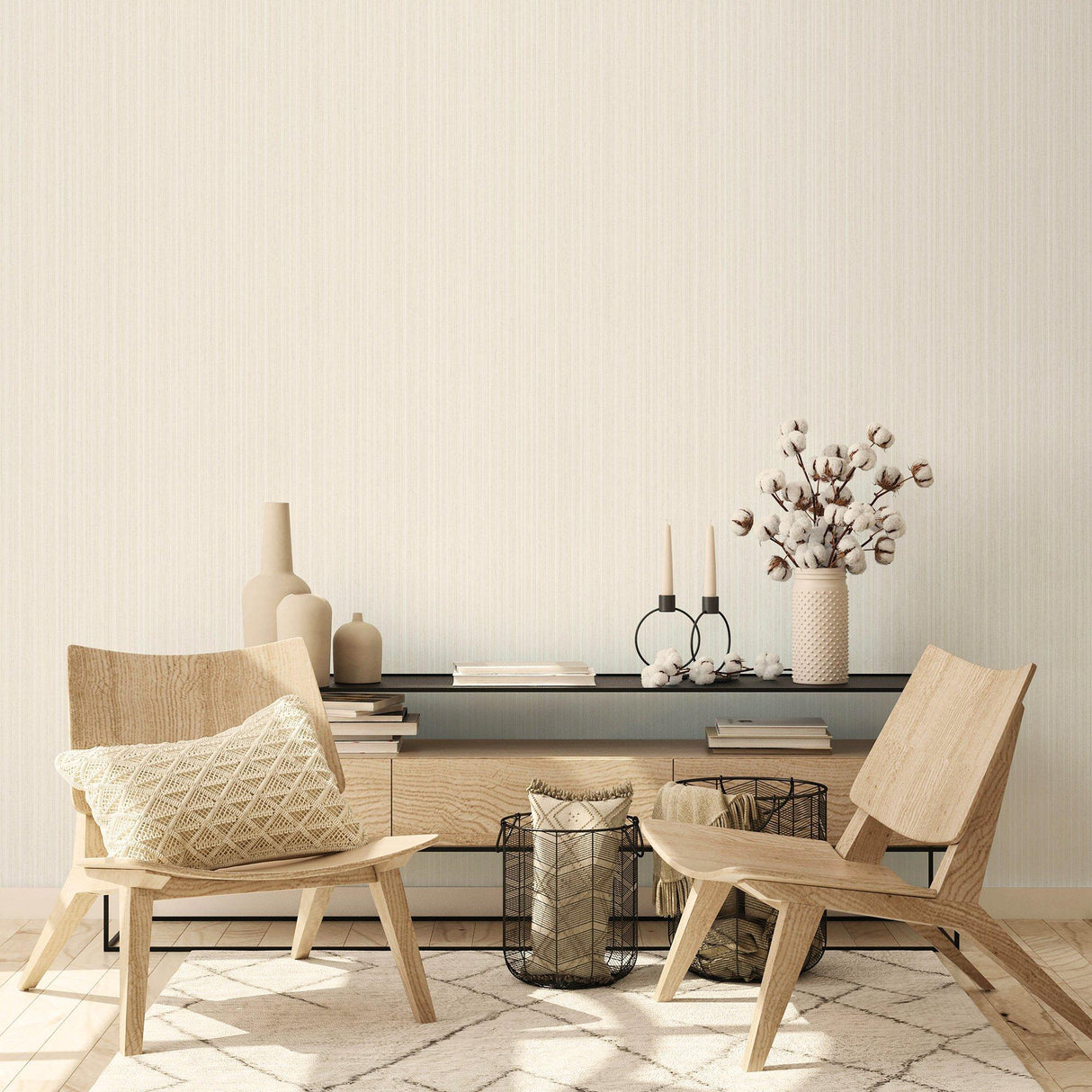 Galerie EA99182 Earth Silk Stripe Beige Wallpaper EA99182 Beige Wallpaper