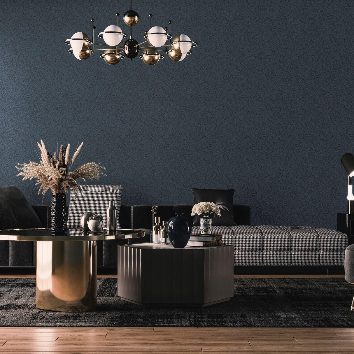 Galerie EN91948 Energy Leaves Blue Wallpaper EN91948 Blue Wallpaper