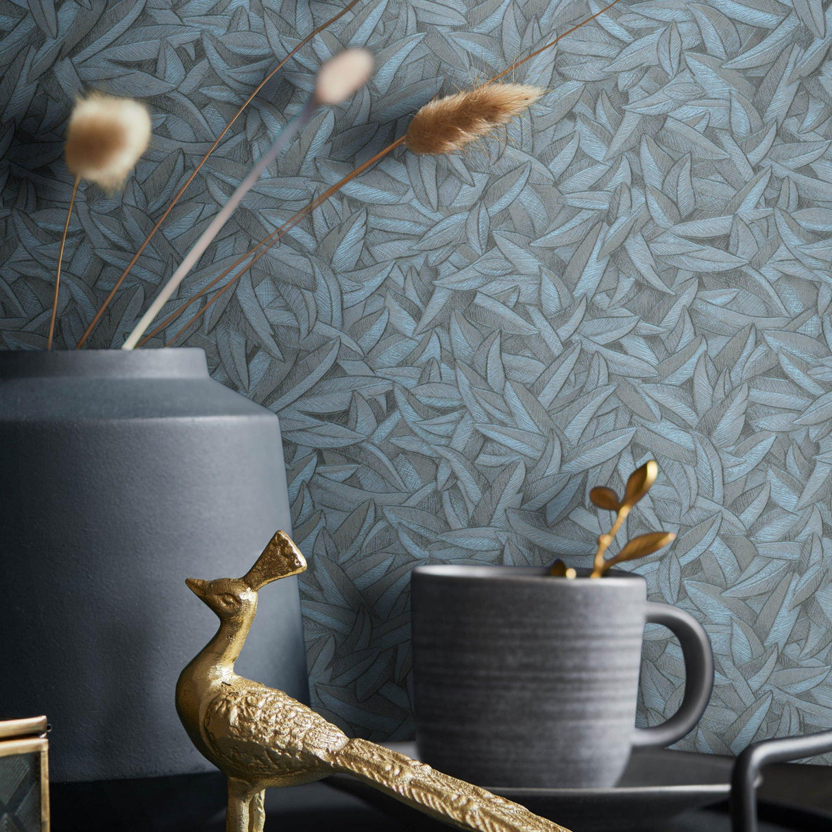 Galerie EN91948 Energy Leaves Blue Wallpaper EN91948 Blue Wallpaper