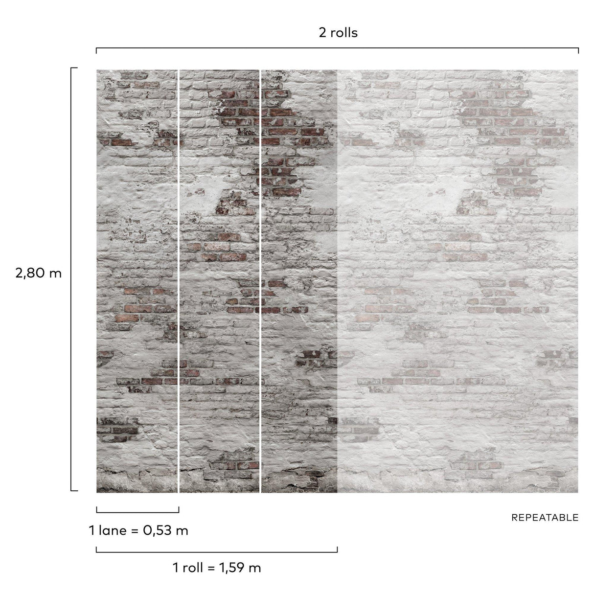 Galerie EP6102 Orom II Brick all-over Grey Mural EP6102 Grey Mural