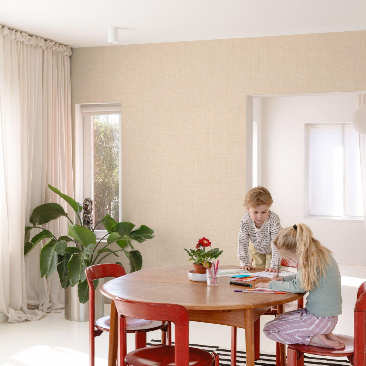 Galerie GDLD1018 Little Dreamers Textile Plain Pink Wallpaper GDLD1018 Pink Wallpaper