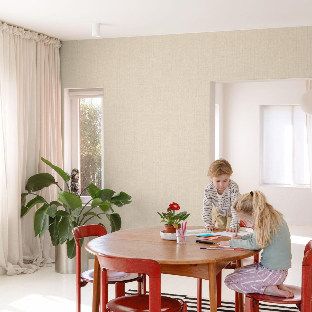 Galerie GDLD1019 Little Dreamers Textile Plain Beige Wallpaper GDLD1019 Beige Wallpaper