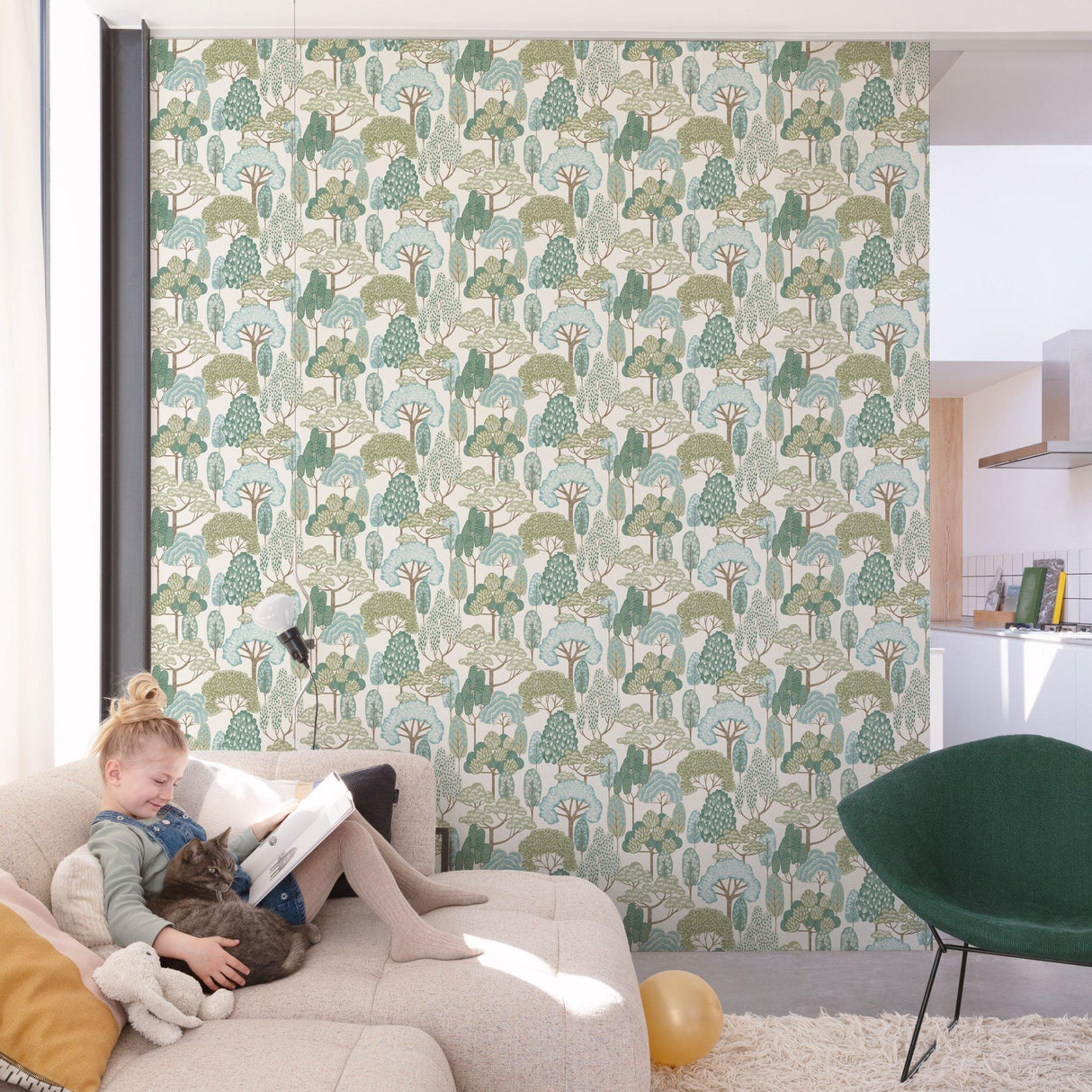 Galerie GDLD2109 Little Dreamers Trees Motive Green Wallpaper GDLD2109 Green Wallpaper