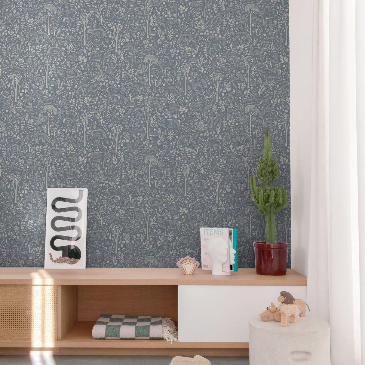 Galerie GDLD3415 Little Dreamers Trees all-over Blue Wallpaper GDLD3415 Blue Wallpaper