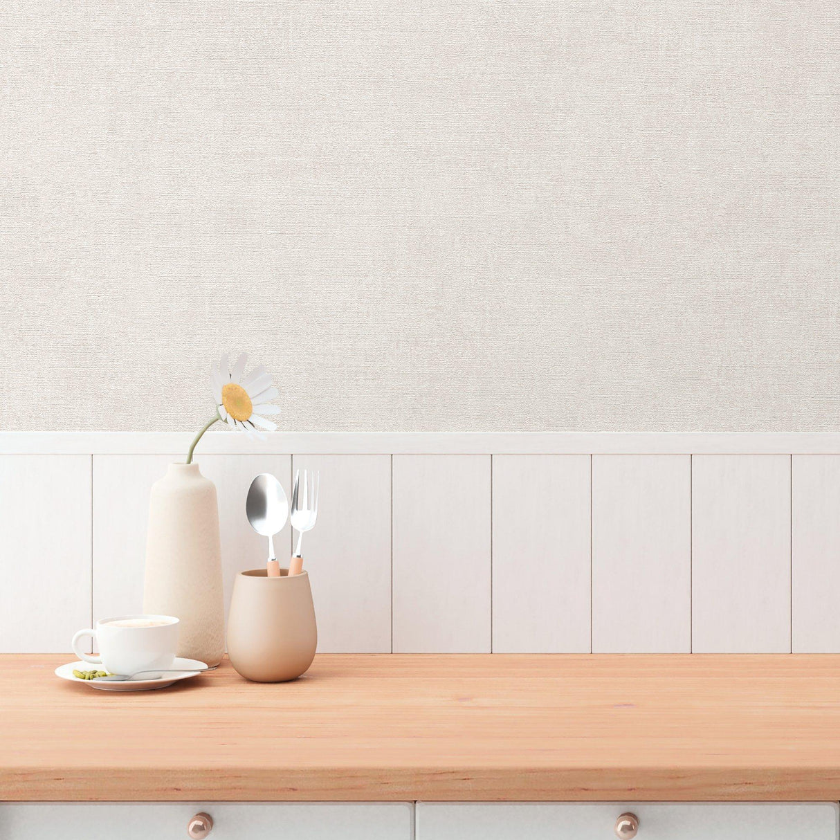 Galerie GG82123 Hygge Home Plain Texture Cream Wallpaper GG82123 Cream Wallpaper
