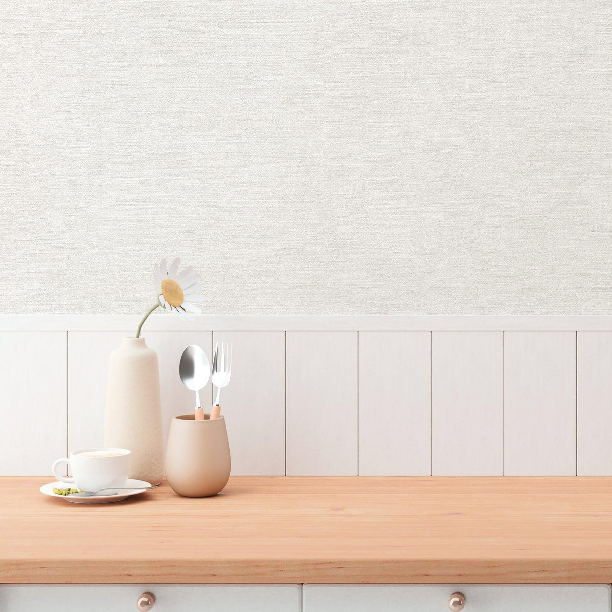 Galerie GG82124 Hygge Home Plain Texture White Wallpaper GG82124 White Wallpaper