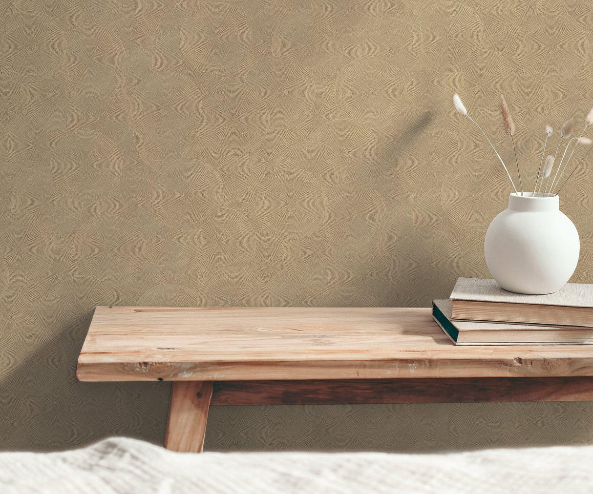 Galerie GG82132 Hygge Home Stone Circles Motif Brown Wallpaper GG82132 Brown Wallpaper