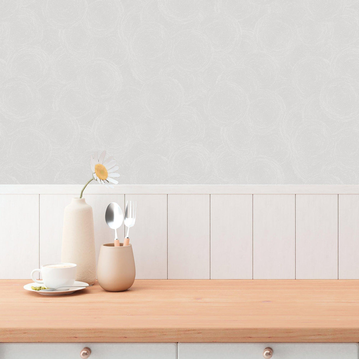 Galerie GG82135 Hygge Home Stone Circles Motif Cream Wallpaper GG82135 Cream Wallpaper