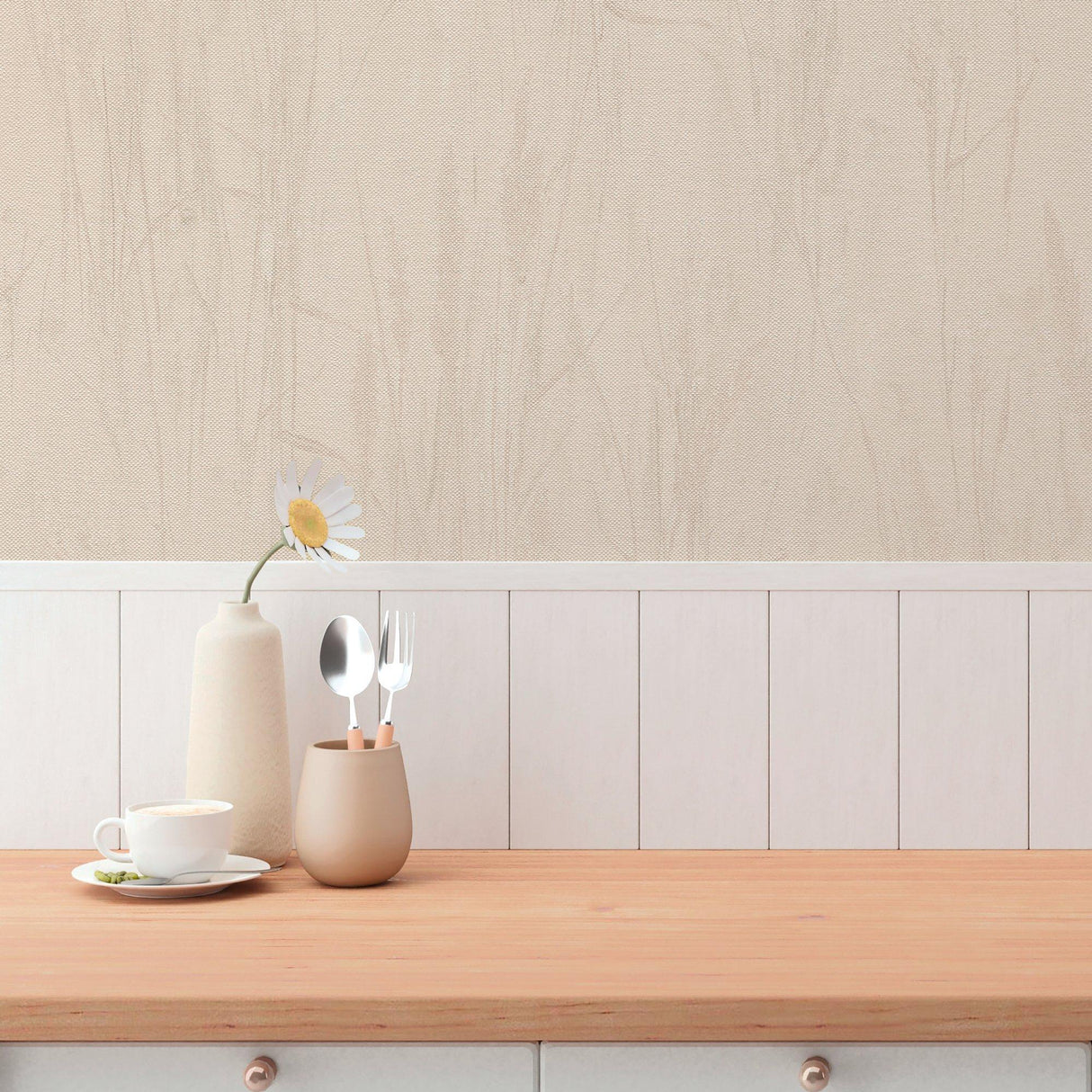 Galerie GG82139 Hygge Home Meadow Stems Motif Brown Wallpaper GG82139 Brown Wallpaper