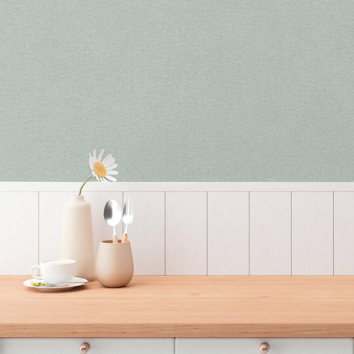 Galerie GG82152 Hygge Home Plain Texture Green Wallpaper GG82152 Green Wallpaper