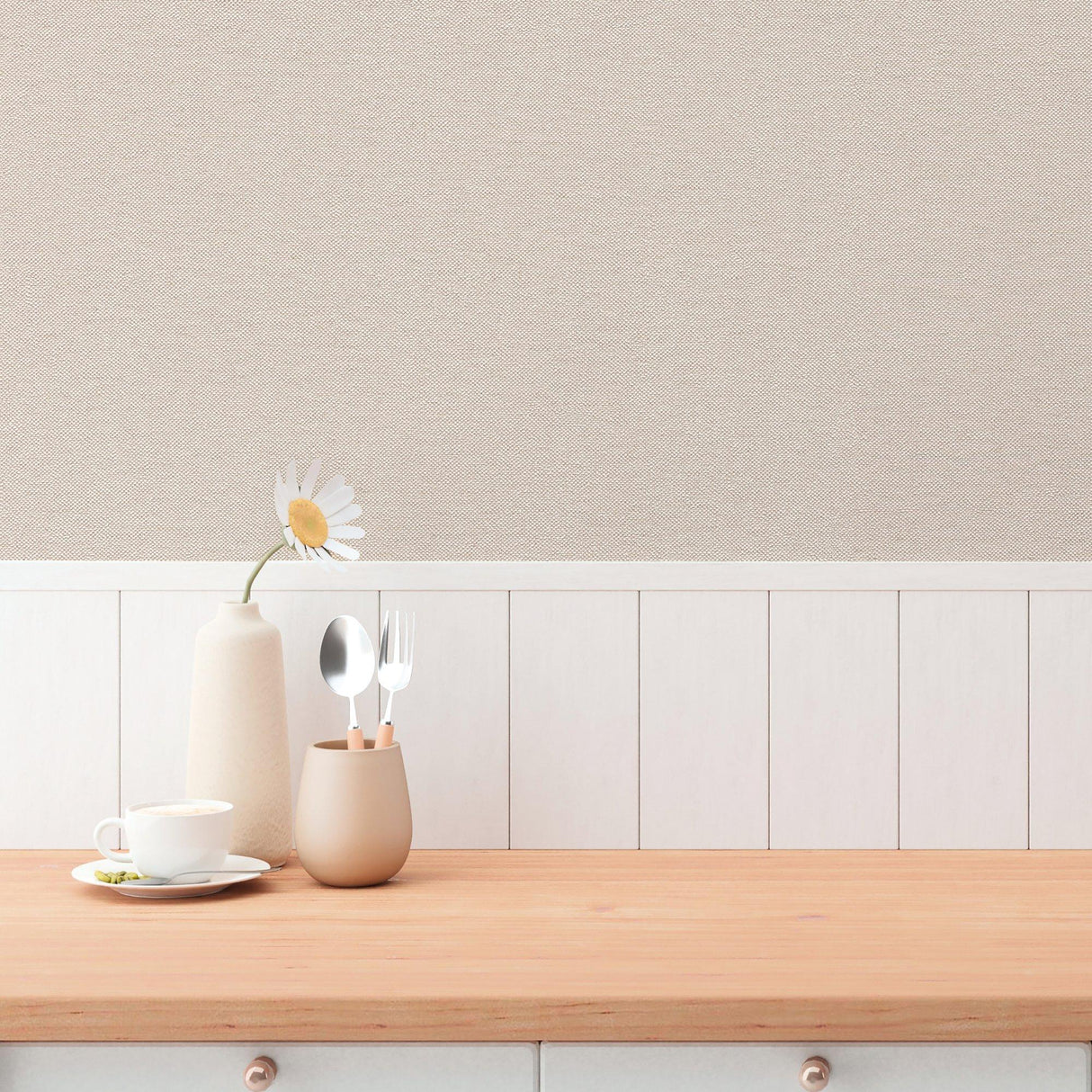 Galerie GG82163 Hygge Home Plain Texture Beige Wallpaper GG82163 Beige Wallpaper