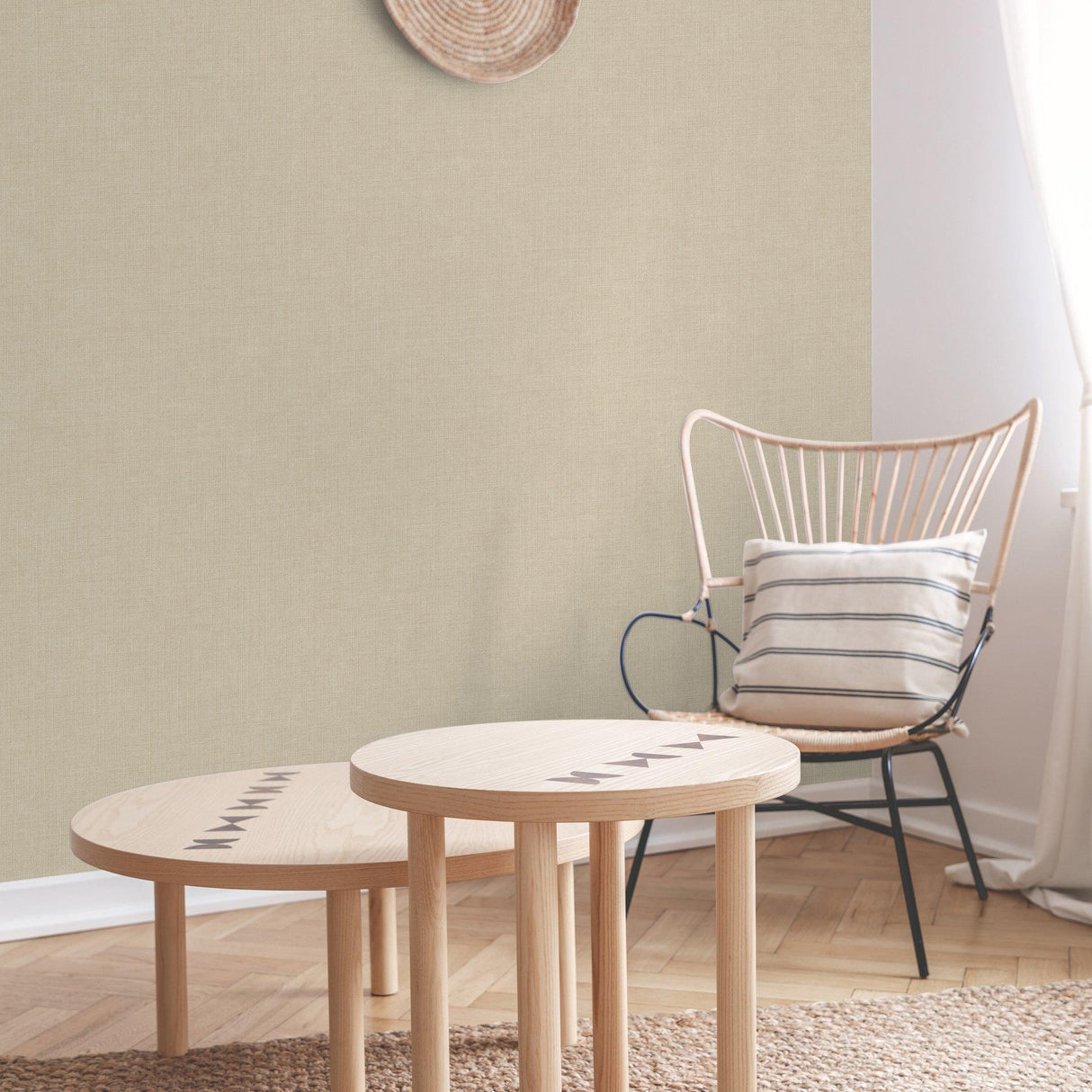 Galerie INA71005 Inia Textile Plain Beige Wallpaper INA71005 Beige Wallpaper