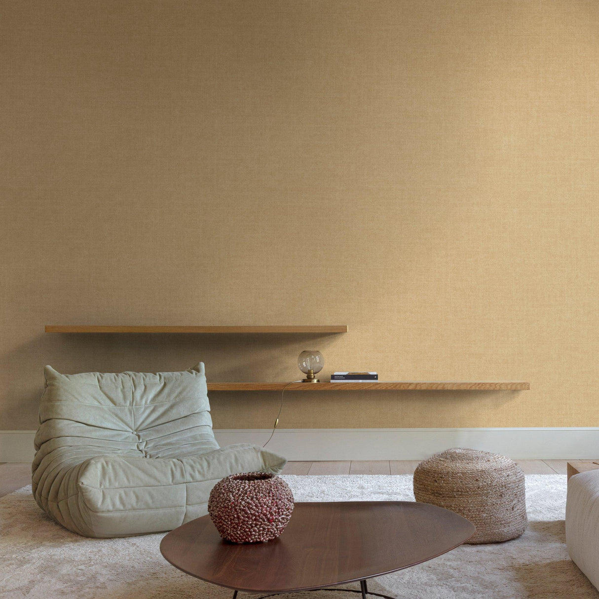 Galerie INA71011 Inia Textile Plain Brown Wallpaper INA71011 Brown Wallpaper