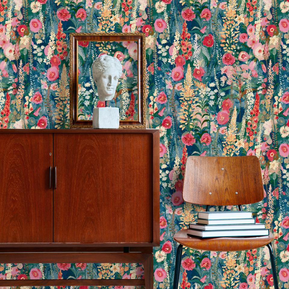 Galerie INA74602 Inia Classical Floral All-over Red Wallpaper INA74602 Red Wallpaper