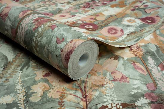Galerie INA74603 Inia Classical Floral All-over Pink Wallpaper INA74603 Pink Wallpaper