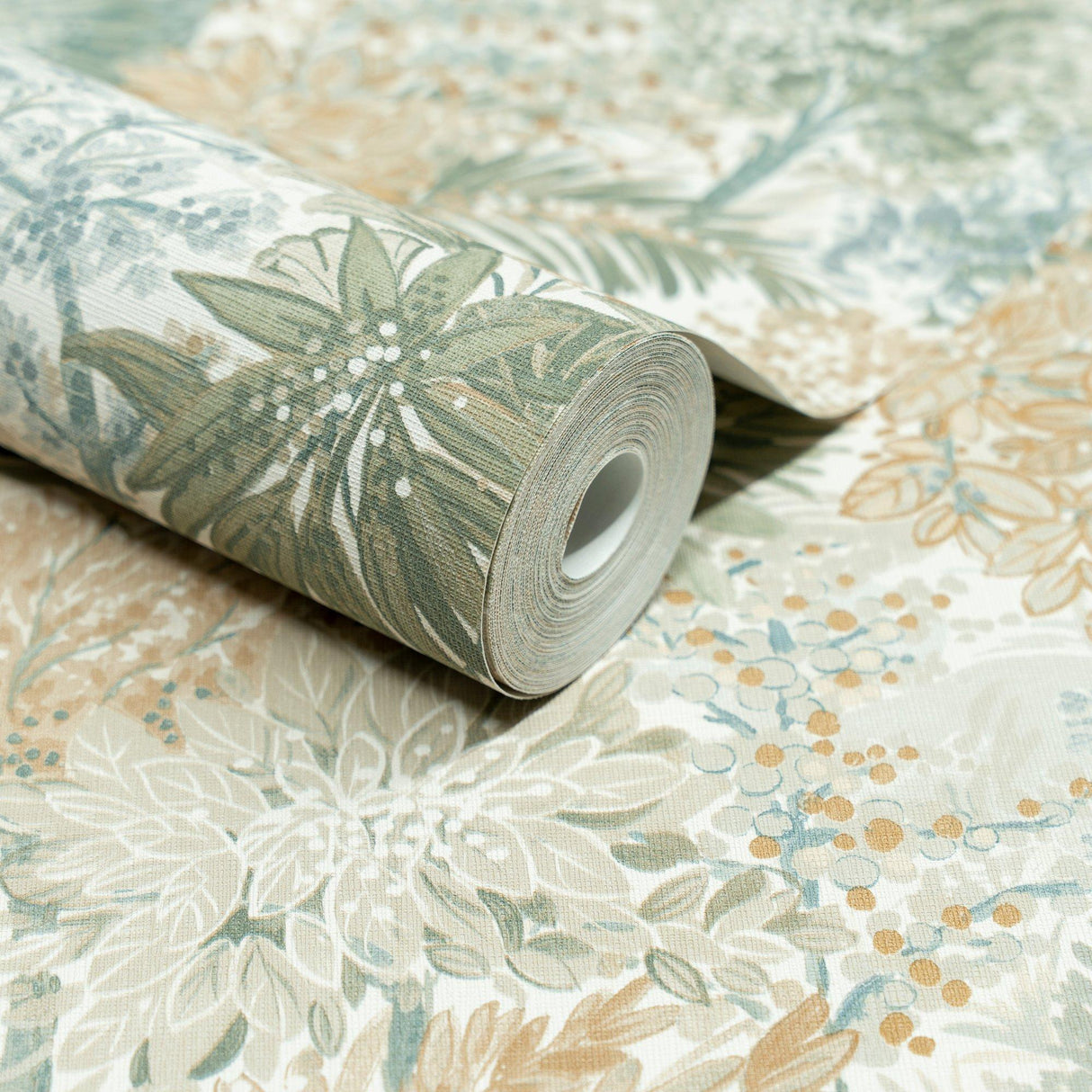 Galerie INA78603 Inia Classical Floral All-over Green Wallpaper INA78603 Green Wallpaper
