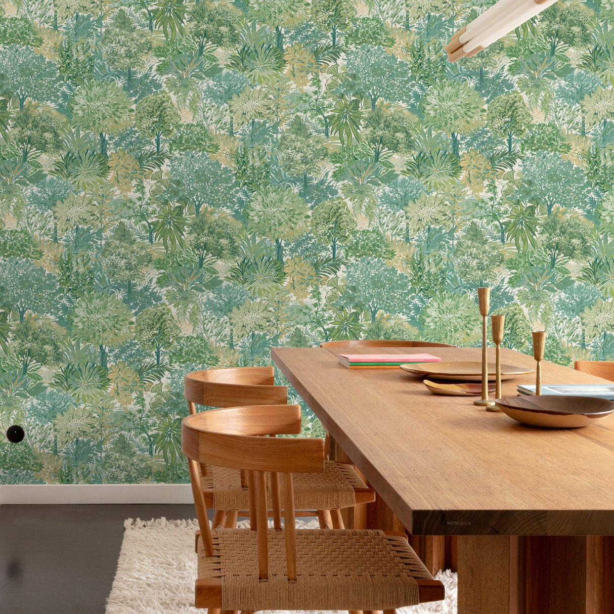 Galerie INA78602 Inia Classical Floral All-over Green Wallpaper INA78602 Green Wallpaper