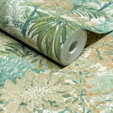 Galerie INA78602 Inia Classical Floral All-over Green Wallpaper INA78602 Green Wallpaper