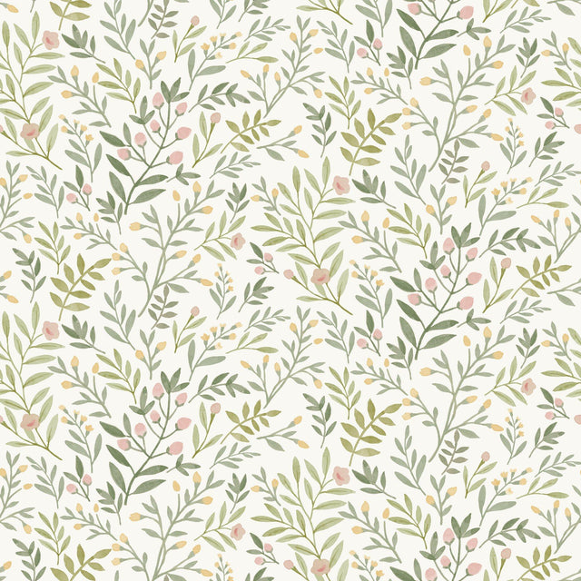 Galerie INA78801 Inia Classical Floral All-over Green Wallpaper INA78801 Green Wallpaper