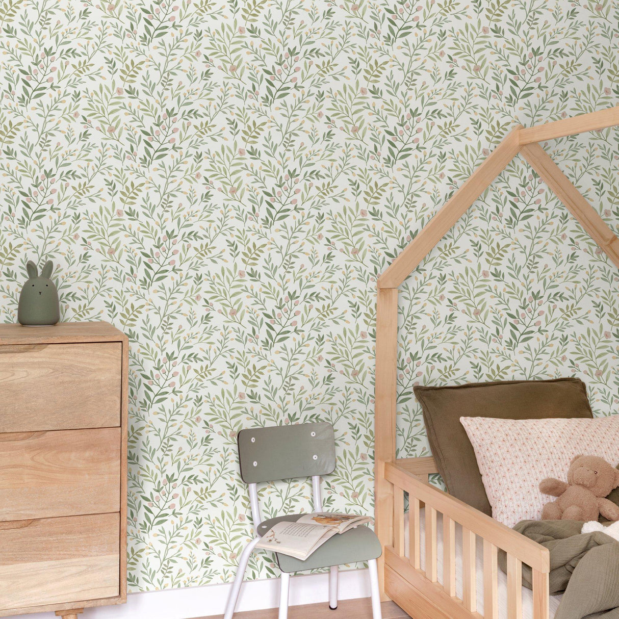 Galerie INA78801 Inia Classical Floral All-over Green Wallpaper INA78801 Green Wallpaper